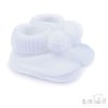 B455-W: White Acrylic Bootees with Pom Pom